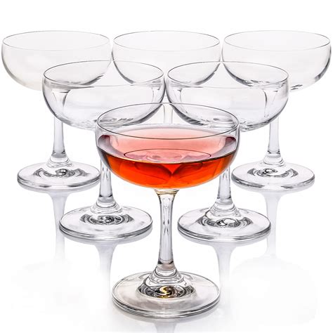 Buy Crystal Coupe Glasses Set Of 6 7 Ounce 220ml Elegant Short Stem Design Clear Cocktail