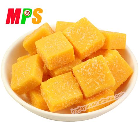 Halal Juicy Mango Flavor Soft Jelly Gummy Cube Candy For Salechina Mps