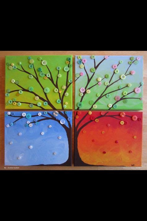17 Button Trees On Canvas Ideas Button Tree Button Crafts Button Art