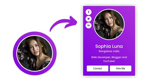 Animated Profile Card With Hover Animation In Html Css And Javascript