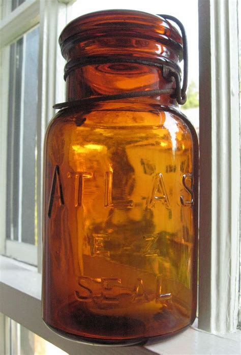Nice Amber Atlas E Z Seal Quart Fruit Jar Vintage Mason Jars Jar