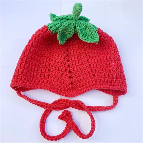 Crochet strawberry hat/bonnet | Crochet strawberry, Crochet, Crochet hats