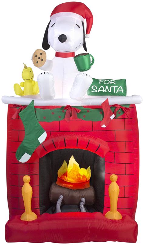 7 Fire And Ice Airblown Snoopy On Fireplace Christmas Inflatable
