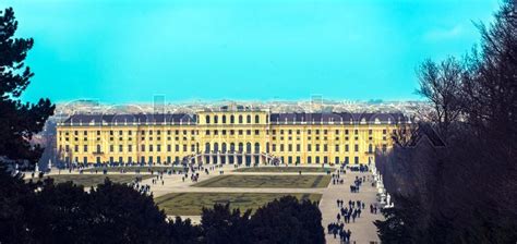 Viiew Of Famous Schonbrunn Palace With Great Parterre Garden In Vienna