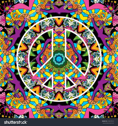 Psychedelic Peace Symbol Seamless Texture On Stock Vector 233675515