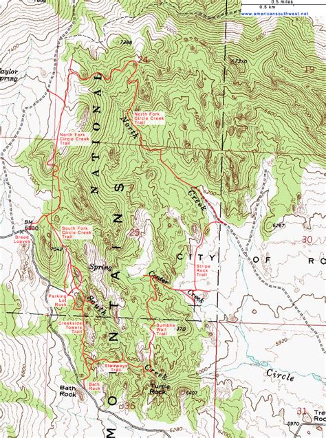 Topographic Map Of The Circle Creek Loop City Of Rocks