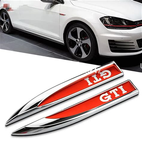 2pcs Side Wing Badge Emblem Fender Sticker Gti For Vw Golf 7 Mk7 Golf 6