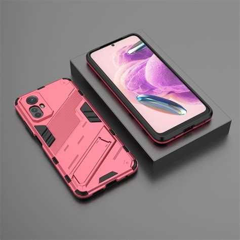 For Xiaomi Redmi Note 12s 4g Punk Armor 2 In 1 Pc Tpu Phone Case Light Red