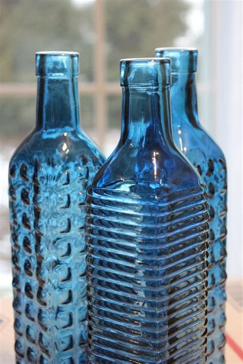 Set Of 10 Navy Blue Glass Bottles Dark Navy By Designsbyembellish Blue Glass Bottles Blue