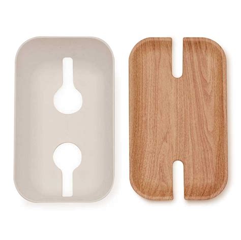 Cable Organiser Hideaway M White Natural Wood Decor Plastic
