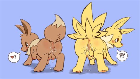 Rule 34 Back View Breasts Color Eevee Female Female Only Feral Fur Jolteon Multiple Females