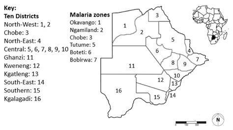 A Map Of Botswana Showing All Districts Across The Country From