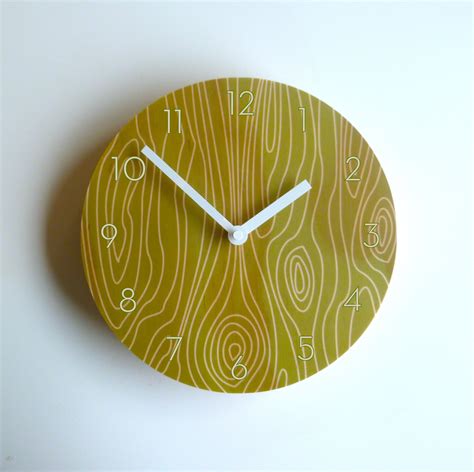 Faux Bois Green Wall Clock With Numerals