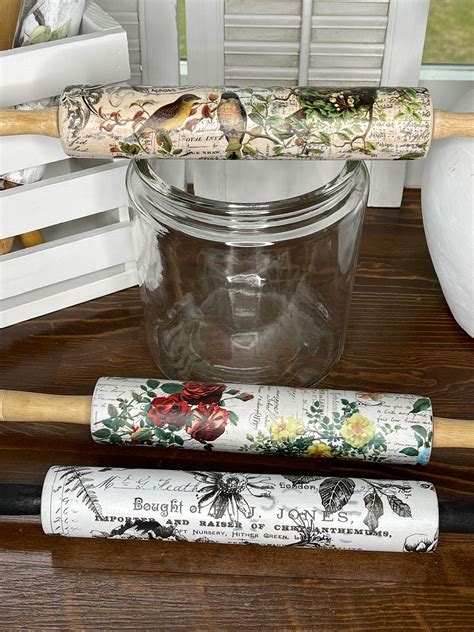 Wood Rolling Pins Decorated Rolling Pins Flower Rolling Pin Etsy
