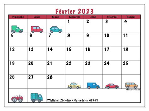 Calendrier Février 2023 à Imprimer “484ds” Michel Zbinden Ch