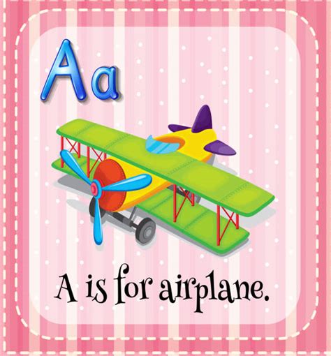 20 Flashcard Letter A Is For Aeroplane Stock Illustrations Royalty