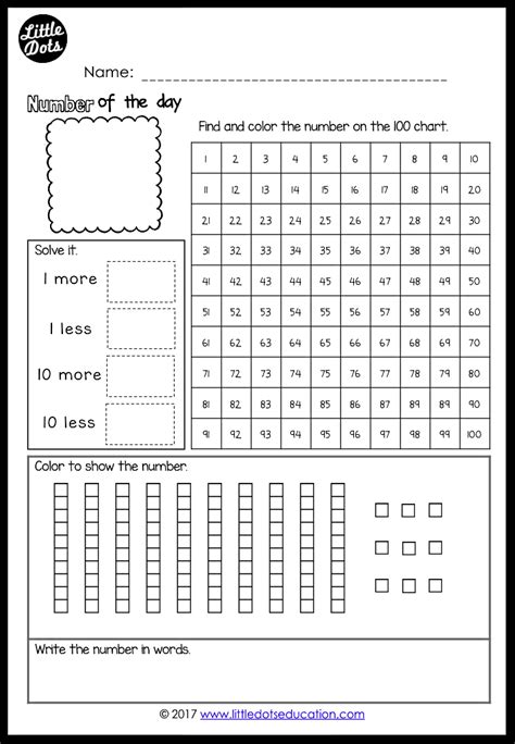 Free Number Of The Day Printable And Worksheet For K 2 Math Classroom