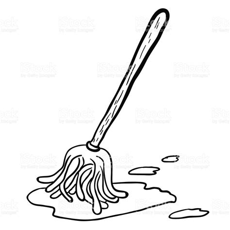 Vector engraved style illustration for posters. Mop clipart black and white » Clipart Station