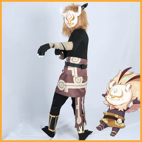 Game Genshin Impact Hilichurl Cosplay Costume Male Plush Mask Two