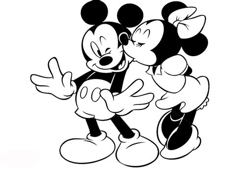 Mickey Mouse Y Minnie Besandose Dibujos Para Colorear Imagui