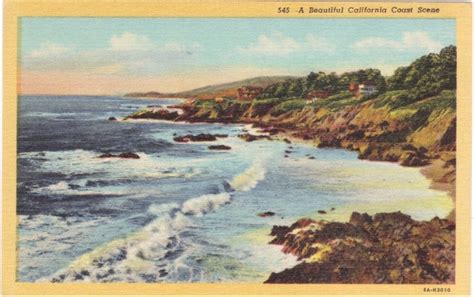 Vintage California Postcard A Beautiful California Coast