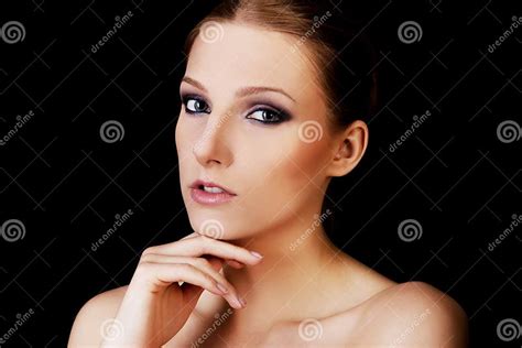 Attractive Blonde Topless Woman With Dark Make Up Stock Image Image Of Adult Attractive 88874183