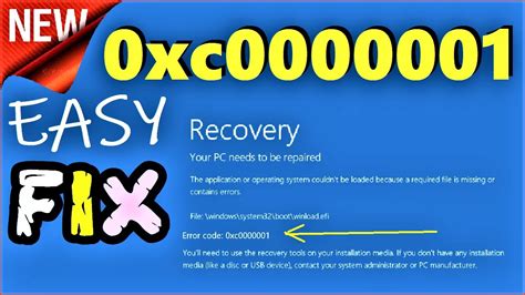 0xc000001 Fix Windows 10 Your Pc Couldnt Start Properly Blue Screen
