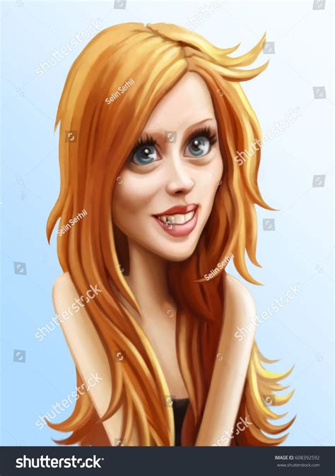 Cute Redhead Girl Pretty Cartoon Character Stock Illustration 608392592