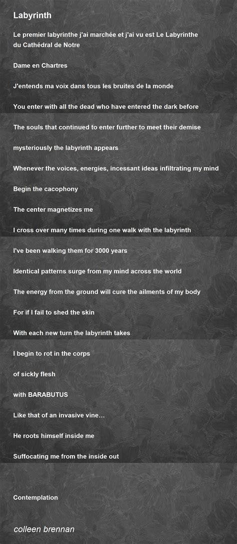 Labyrinth Labyrinth Poem By Colleen Brennan