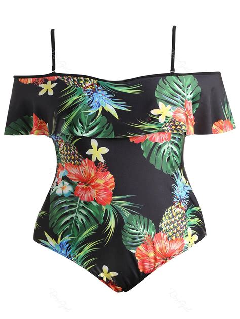 47 Off Plus Size Pineapple Print Swimsuit Rosegal
