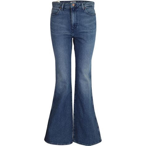 Wrangler Womens 70s Denim Retro Flare Jeans Pine Field