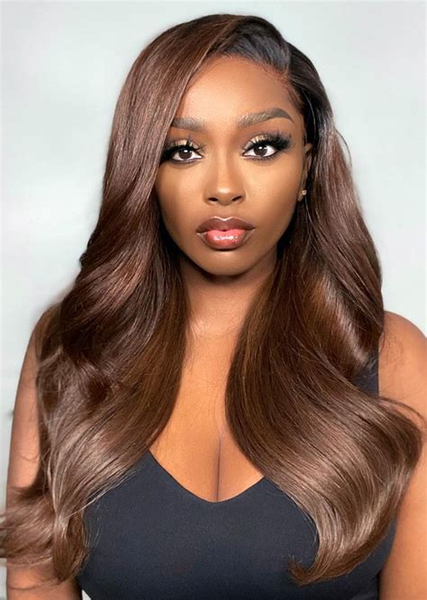 Brown Glueless Frontal Body Wave Glueless Full Lace Human Hair Wig