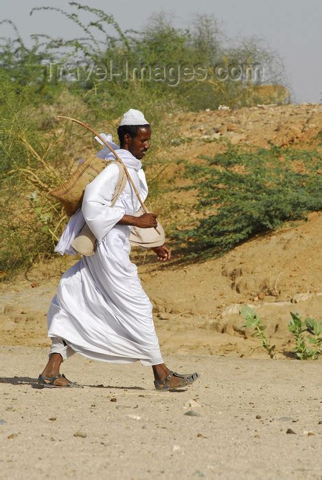 Eritrea Hagaz Anseba Region Tigrinya Man Walking In The Desert