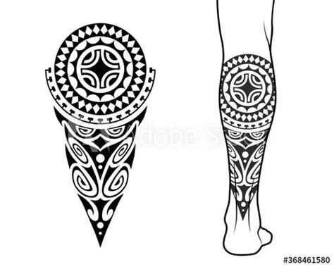 Maori Tribal Style Tattoo Pattern Fit For A Leg With Example On Body