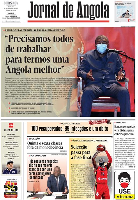 Jornal De Angola Sexta 27 De Novembro De 2020