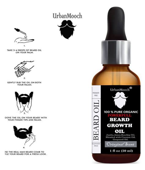 Urbanmooch Organic Powerful Beard And Mustache Growth Oil With Jojoba