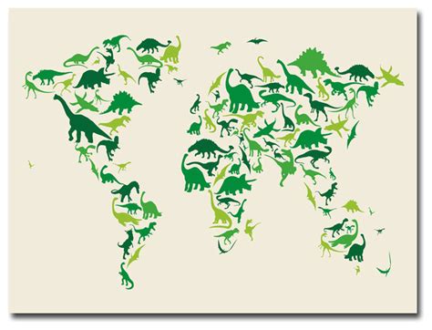 Dinosaur World Map Canvas Art By Michael Tompsett Contemporary
