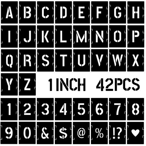 Buy 1 Inch Letter Stencils Symbol Numbers Craft Stencils 42 Pcs
