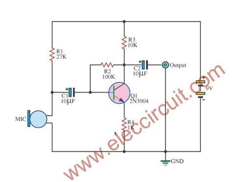 Simple Condenser Mic Preamp Circuit Circuit Diagram
