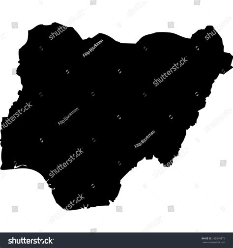 High Detailed Black Illustration Map Nigeria Royalty Free Stock