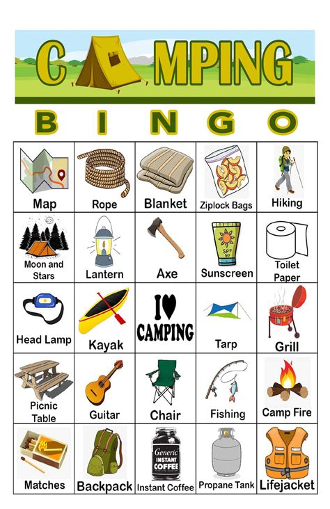 Printable Camping Bingo Printable World Holiday