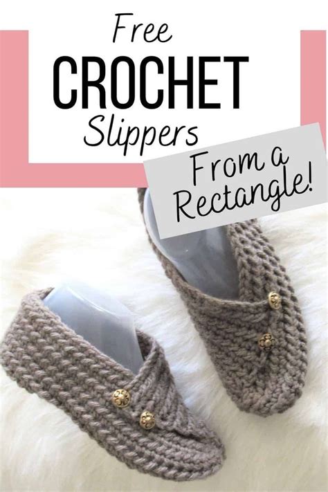 Crochet Slippers From A Rectangle Pattern With Text Overlay Reading