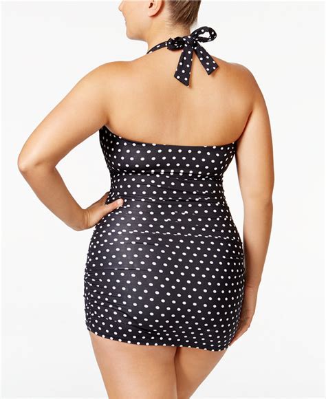 Lauren Ralph Lauren Plus Size Tummy Control Polka Dot Swimdress Shopstyle
