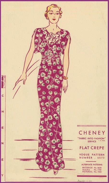 1930s Vintage Vogue Sewing Pattern B34 Evening Dress With Train R953