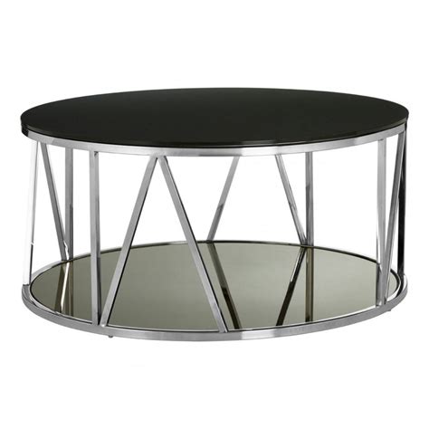 Camperian Round Chrome Finish Coffee Table Stainless Steel Glass