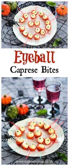Spooky Eyeball Caprese Bites Recipe Fun Easy Halloween Food Perfect For Halloween Party Food