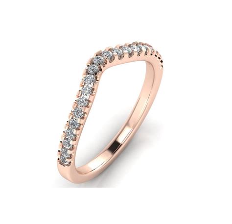 14k Rose Gold Curved Diamond Wedding Band For Women 020