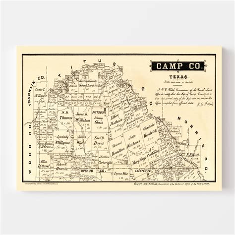 Vintage Map Of Camp County Texas 1879 By Teds Vintage Art