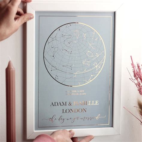 Custom Star Map Framed By Date Night Sky Print Personalized Etsy