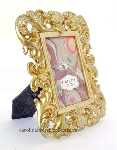 Sixtrees Photo Frame Bold Baroque With Bright Gold Finish For 4 X6 Picture Ebay